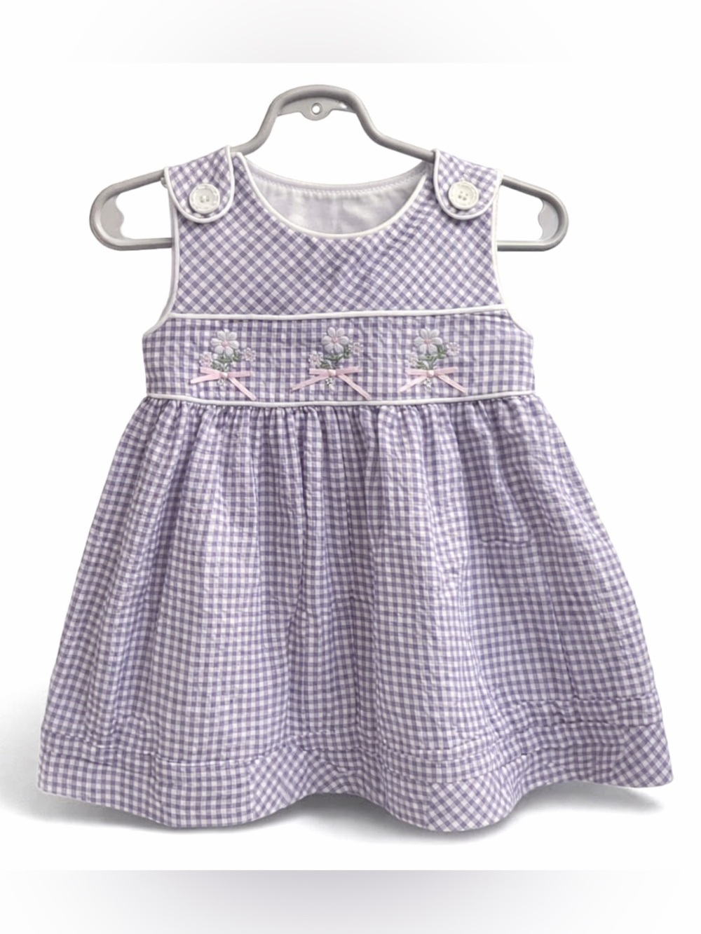 Bonnie Baby Lavender Gingham Smocked Dress